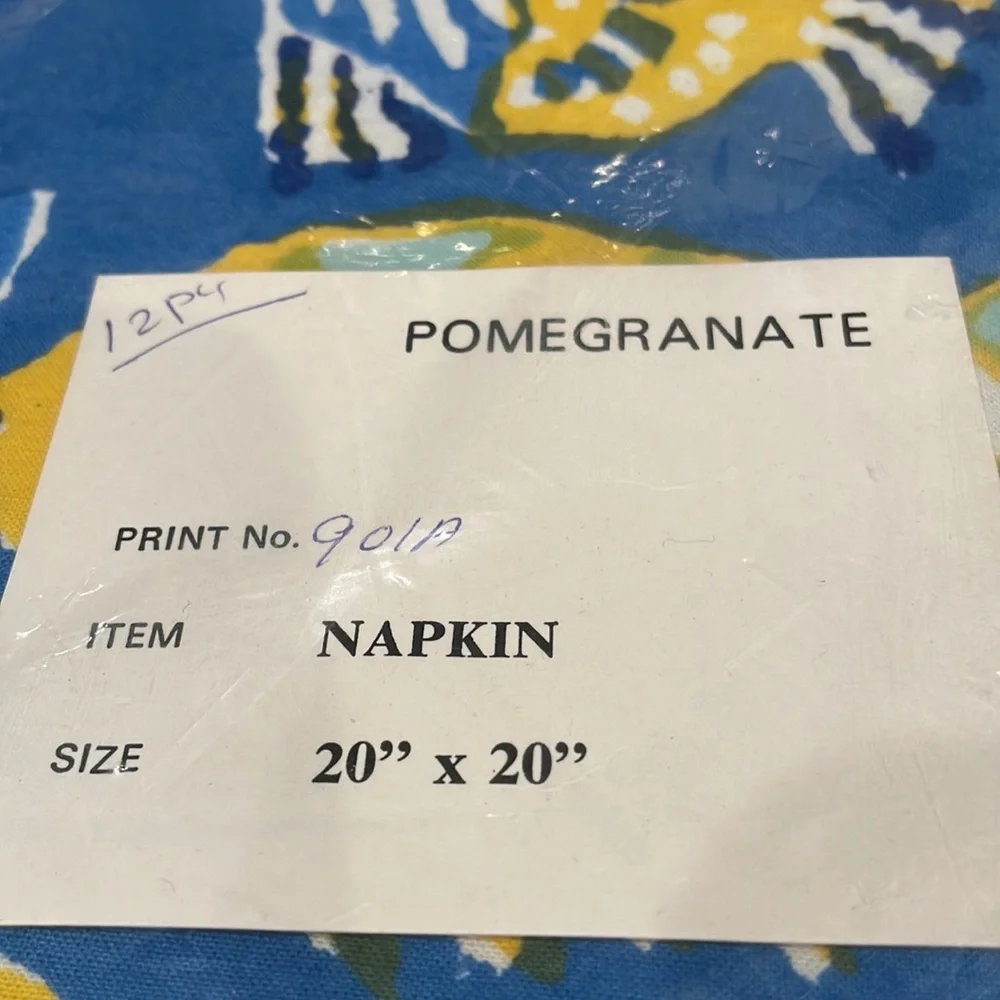 Pomegranate Linen 68 inch Round Tablecloth and 12 napkins. NWT
